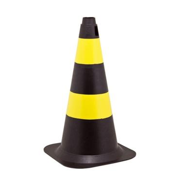 Imagem de Cone Sinalizaçao Preto Amarelo 50CM Plastcor