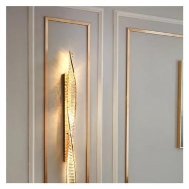 Imagem de Luminária de parede espiral de cristal de luxo compatível com cabeceira de quarto, sala de estar, decoração moderna para interiores, luminária de parede LED dourada, luminária pendente de te