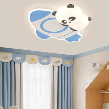 Imagem de Luminária de teto para quarto infantil, luminária de teto LED moderna com controle remoto, iluminação de teto para quarto de menino e menina, regulável 3000K-6000K, estilo panda, desenho ani