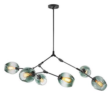 Imagem de Lustre Sputnik moderno, lustre de metal com gradiente, luminária pendente de meados do século, luminária de teto dourada, compatível com corredor, bar, cozinha, sala de jantar (fumaça)