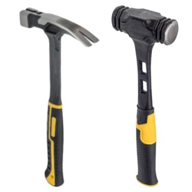 Imagem de Kit Martelo de Unha com Imã e Marreta Oitavada 1kg – Aço Forjado com Cabo Emborrachado Antiderrapante e Ergonômico