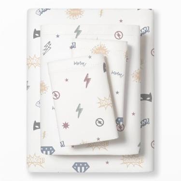 Imagem de MakeMake Organics Jogo de lençol solteiro orgânico (3 peças) Lençóis de algodão orgânico certificado GOTS 300 fios cetim macio 1 lençol com elástico, 1 lençol de cima, 1 fronha para crianças pequenas