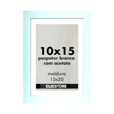 Imagem de Kit 4 Molduras 10x15 Branco Paspatur Acetato Quadro Porta Retrato Foto Fotografia Parede Madeira Cabeceira Quarto Sala C