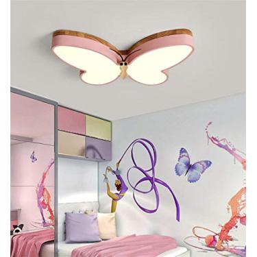 Imagem de Luminária de teto LED para quarto infantil, luminária de teto regulável com controle remoto para quarto de meninos e meninas, luminária de teto de acrílico (rosa, C50 x L32 cm)