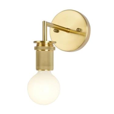 Imagem de Luminária de parede industrial dourada, luminária de parede de luz única com soquete E27, para quarto, sala de estar, corredor (cabeça de lâmpada)