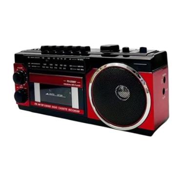 Imagem de Generic Rádio toca-fitas com design retrô, multifuncional, compacto, USB, portátil, com alça para parques internos e externos