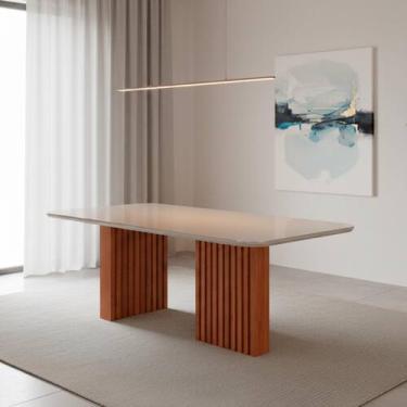 Imagem de Mesa de Jantar 6 lugares Tampo de Vidro/MDF 210cm Retangular Ester - C