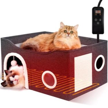 Imagem de Temporizador de temperatura ajustável Cat House Heeyoo aquecido para a