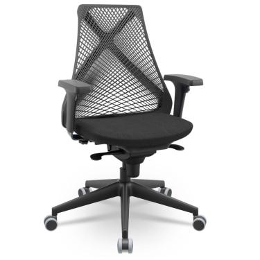 Imagem de Cadeira De Escritório Giratória Presidente Unix P03 Tela Cinza Crepe Preto - Lyam Decor