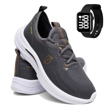 Imagem de Kit Tênis Masculino Para Corrida e Academia Super Leve e Macio e Relógio-Masculino