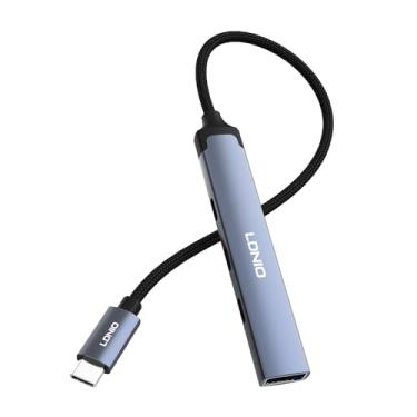 Imagem de DS-74C Hub USB-C Multiportas Adaptador com 3 Entradas Tipo-C 2.0 e 1 Porta USB 3.0. Estação de Conexão Compacta para Notebooks, PCs, MacBooks e Tablets