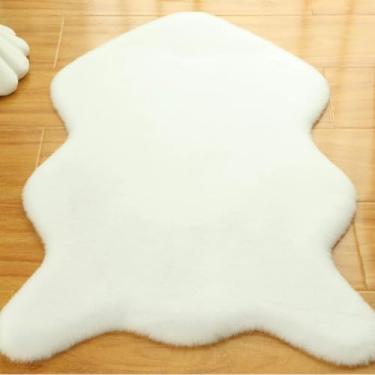 Imagem de Tapete Peludo 60x90cm - Tapete Pelego para Decoração de Quarto e Sala com Toque Macio(Branco)