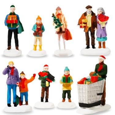 Imagem de Bbiamsleep Christmas Village People Figurines Miniature Christmas Town Village Family Shopping Sets Mini Shopper People Figurines for Xmas Winter Decorations Accessories, Set of 8