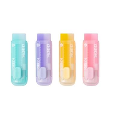 Imagem de Borracha retrátil com recargas, borrachas deslizantes com manga de plástico, borracha de lápis recarregável para escola, escritório, desenho e desenho (conjunto de 4 cores (sem recargas))