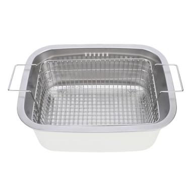 Imagem de Fabater Tigela de Lavagem Portátil de 7,5L, Panela de Aço Inoxidável 304 Com Creme de Cesta de Drenagem, Tigela de Pia de Cozinha Multiuso, Bacia de Lavagem de Vegetais