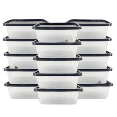 Imagem de Kit 10 Potes Transparentes 500ml Marmitas Fitness Microondas Freezer Organizador Alimentos (6 POTES PRETO)