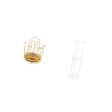 Imagem de Fenteer Suporte Organizador de Copos Giratório de Acrílico com Rotação de 360 ​​graus para Espaços Pequenos, Suporte de Escorredor de Metal Transparente E Mes