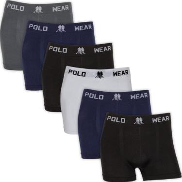 Imagem de Kit 6 Cuecas Boxer Polo Wear Masculina Poliéster Sem Costura Cueca Box