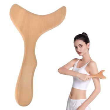 Imagem de Grande placa de massagem anti-celulite Gua Sha, ferramenta de drenagem linfática de madeira para massagem corporal