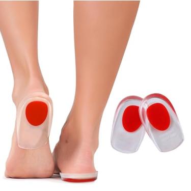 Imagem de Almofada de calcanhar de gel para aliviar a fascite plantar - bojo de silicone com amortecimento adicional para homens e mulheres - Protetor de palmilha para suporte de calcanhar, suporte de arco e