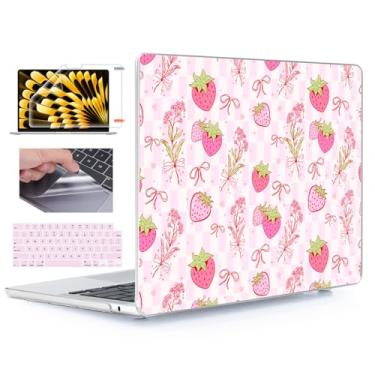 Imagem de YSCLBAHUK Capa compatível com MacBook Air de 15 polegadas 2025 2024 2023 M4 A3241 M3 A3114 M2 A2941 tela de retina líquida, capa rígida com capa de teclado + película de tela + filme trackpad