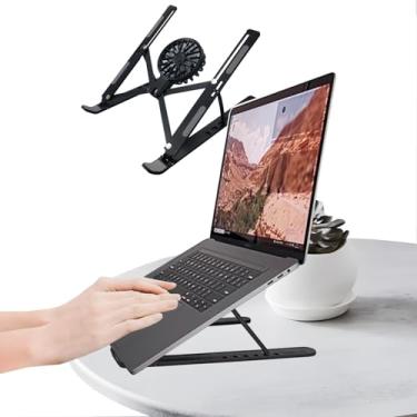 Imagem de Suporte portátil para laptop com ventilador de resfriamento, suporte ergonômico de alumínio para tablet, suporte destacável para notebook compatível com MacBook, Dell, Lenovo More laptops de 10 a 15,6