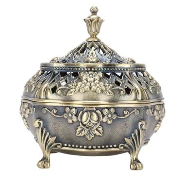Imagem de Pssopp Suporte de Cone de Incenso de Metal, Queimador de Incenso Coberto Decorativo Ornamentado para Uso Interno, Mesa, Altar, Ideias Espirituais para Presentes (Bronze Antigo)