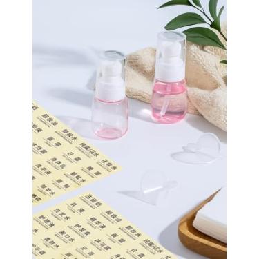 Imagem de 2 conjuntos de frascos de spray de névoa fina, 30 ml, de plástico transparente rosa, portátil, recarregáveis, frascos de bomba de viagem com funil e adesivo para óleo de limpeza facial, xampu, gel de