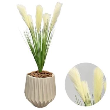 Imagem de Capim Dos Pampas Artificial Pluma Grande Vaso Planta Arranjo - Flor Im