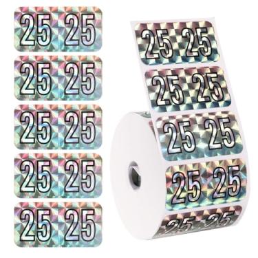 Imagem de 500 adesivos de 2025 anos, 1 rolo de pasta de arquivo etiquetas de ano 2025 guia de adesivo holográfico pasta de arquivo adesivos coloridos para material de escritório gráfico (rosa, azul)