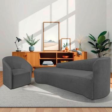 Imagem de Kit Sofá Curvo França 250cm L.E e Poltrona Luiza Max Conforto, Elegânc