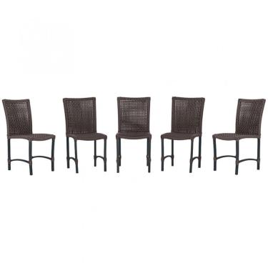 Imagem de 5 Cadeiras Cannes Corda Náutica Alumínio Cozinha Jantar Marrom