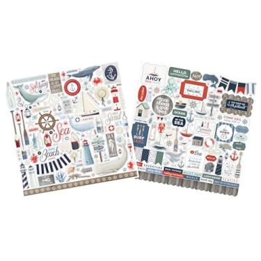 Imagem de Adesivos de navio de cruzeiro - Adesivos de scrapbook de cruzeiro 30,5 x 30,5 cm com designs de tema náutico - Adesivo de cruzeiro para álbuns, álbum de fotos de férias, artesanato DIY - Total de 2