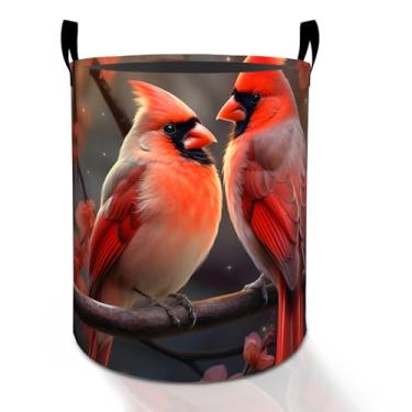 Imagem de Cesto de lavanderia Cardinal Birds para meninos, meninas, crianças e adultos, caixa de armazenamento de roupas Oxford dobrável à prova d'água, organizador de pássaros vermelhos para quarto, banheiro