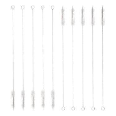 Imagem de HARFINGTON Conjunto de escovas de limpeza de palha, aço inoxidável 304 de comprimento 304 e cerdas de nylon para garrafa de água, tubos de copo de canudo de silicone, branco (12 mm OD, conjunto de 10