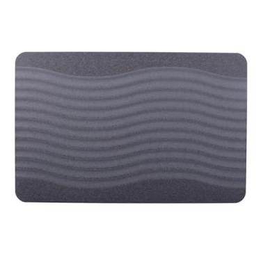 Imagem de Farest Tapete de banho de pedra, tapete de chuveiro de terra de diatomáceas, tapete de banheiro de pedra de secagem rápida, tapetes de diatomita antiderrapantes absorventes para banheira, onda cinza