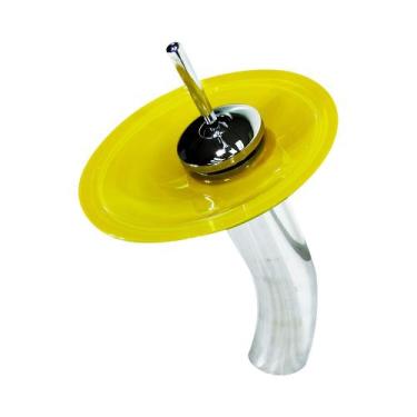 Imagem de Torneira Monocomando de Vidro Redonda Alta - Ibiza - EKASA, Amarelo