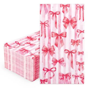 Imagem de FYSUIMU Guardanapos de papel para convidados de dia dos namorados, toalhas de mão descartáveis com listras de arco aquarela, para o dia das mães, casamento, aniversário, banheiro, mesa de jantar