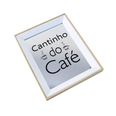 Imagem de Bandeja Espelhada de Madeira Cantinho Café 24x30cm