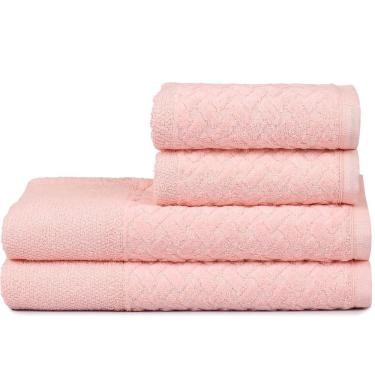 Imagem de Jogo De Toalhas 4 Pçs Banho E Rosto Finesse 380g-m² 100% Algodão Atlântica Rosa Fada