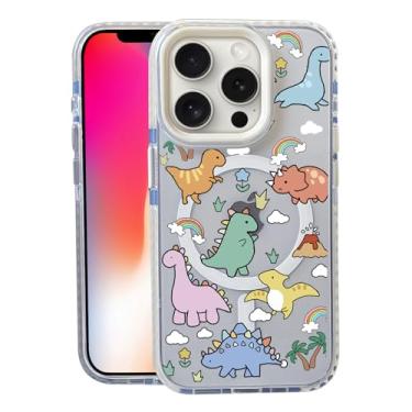Imagem de Capa Little Dinosaur para iPhone 14 Pro Max, compatível com MagSafe, capa fosca macia e fina à prova de choque, antiimpressões digitais, antiamarelamento, antiarranhões, capa de telefone magnética