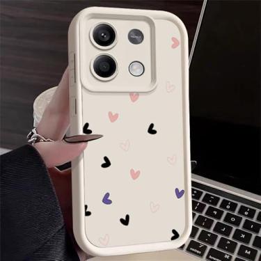 Imagem de Capa macia com estampa de coração pequeno para Xiaomi Poco F6 X6 X5 14T 13T Pro 13C Redmi Note 13 14 4G 14 13 12 Pro Plus 5G, branca, para Xiaomi 14T