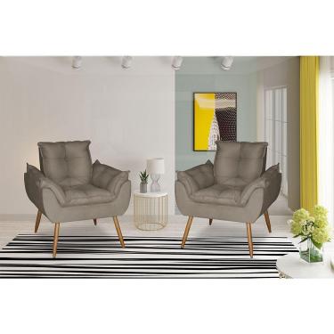 Imagem de Kit 2 Poltronas Opala Decorativa Suede Capuccino