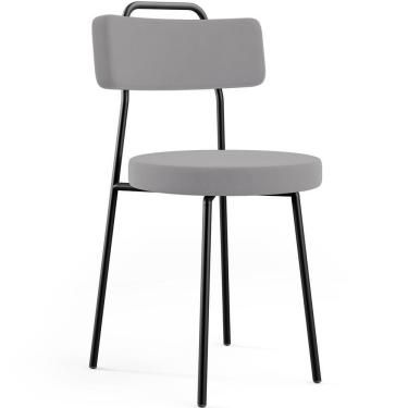 Imagem de Cadeira Decorativa Estofada Para Sala De Jantar Barcelona L02 Suede Cinza