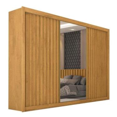 Imagem de Guarda Roupas Casal 3 Portas De Correr Com Espelho Ripado 100% Mdf 6 G