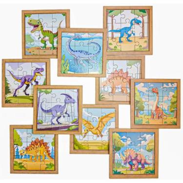 Imagem de Kit Com 10 Quebra Cabeça Dinossauros Brinquedo Educativo - Zaramela Br