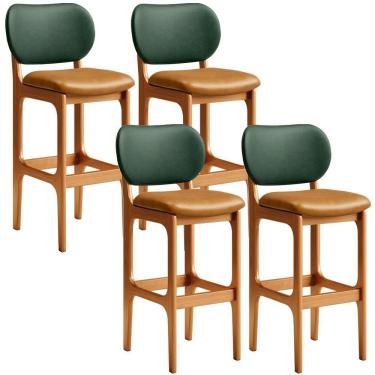 Imagem de Kit 4 Banquetas Alta Betta Imbuia Facto Verde Whisky