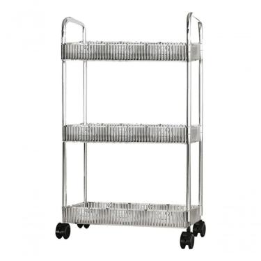 Imagem de Carrinho Organizador 3 Andares Transparente Plástico Rodinha