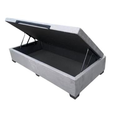 Imagem de Cama Box Baú Solteiro Suede Luxo - Suíte Imperial - Acabamento Reforçado, Amplo Espaço (188x88x44cm, Suede Cinza)