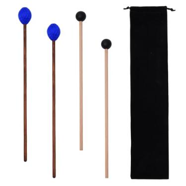 Imagem de Mallets de percussão 2 pares de marimba de borracha e fio com bolsa de baquetas martelo para tambor etéreo xilofone Woodblock Glockenspiel